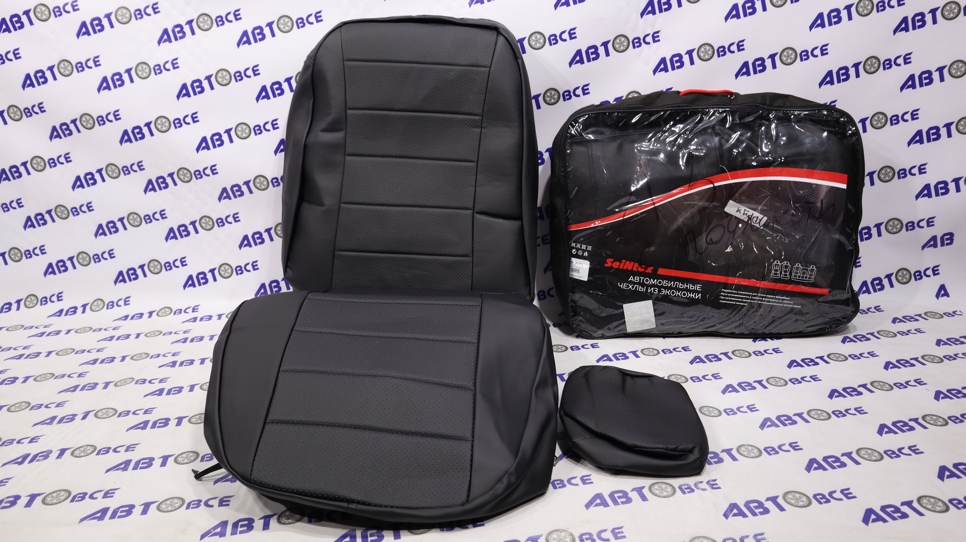 Чехлы сидений Skoda Octavia V с 2009г черные (раздельные с подлокотником)  SEINTEX